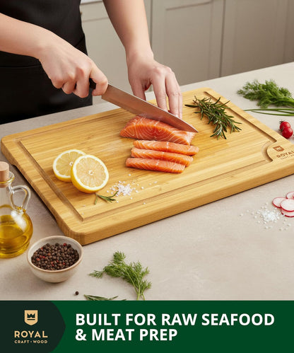 Bamboo Cutting Board Set with Juice Groove (3 Pieces) - Wood Cutting Boards for Kitchen, Wood Cutting Board Set, Kitchen Chopping Board for Meat (Butcher Block) Cheese and Vegetables